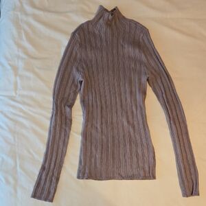 Abercrombie & Fitch Taupe Ribbed Mock Turtleneck Sweater